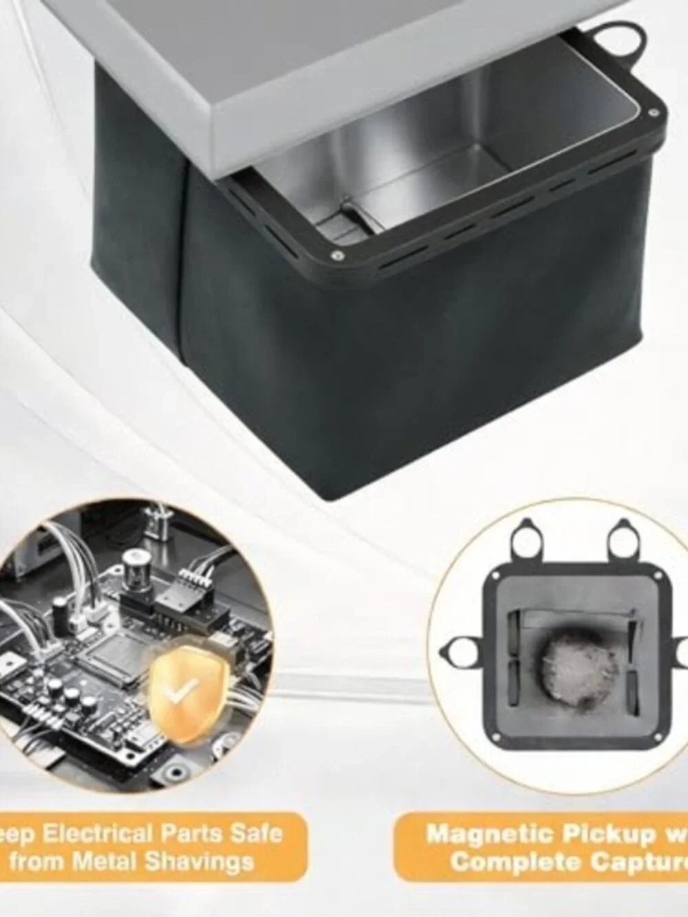 2 Small Magnetic Metal Shaving Catcher, Adjustable Electrical Dirt Bag 4 Movable